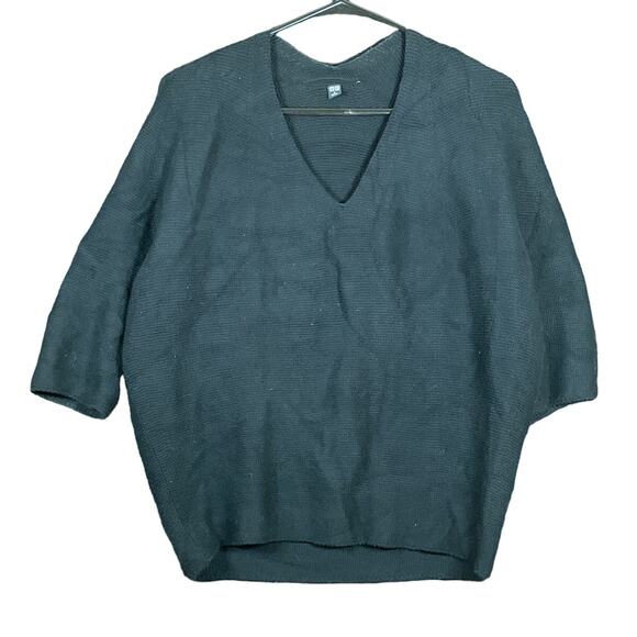 Uniqlo Womens Sweater Black V Neck 3/4 Sleeve 100% Cotton Small - Picture 1 of 12